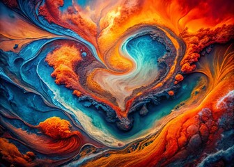 Aufkleber - Aerial Abstract Love Passion Art: Red Orange Blue Black Swirl Design