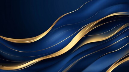 Poster - elegant abstract blue background with luxury gold accents featuring smooth gradient textures and met