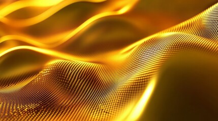 Poster - abstract gold background with dynamic square patterns and flowing waves featuring a modern luxury de
