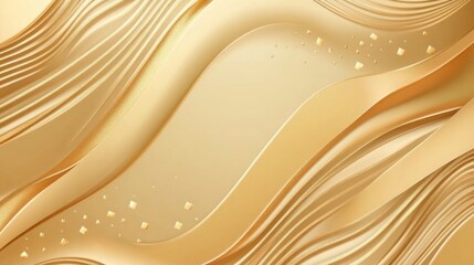 Poster - abstract gold background with dynamic square patterns and flowing waves featuring a modern luxury de