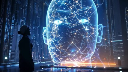 Poster - Exploring the intersection of technology and humanity in a futuristic digital landscape