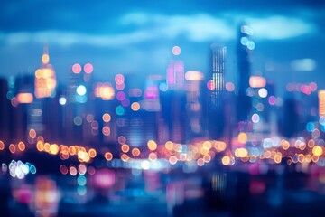Wall Mural - Vibrant Cityscape with Bokeh Lights