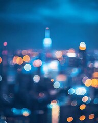Wall Mural - Vibrant Cityscape with Bokeh Lights