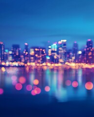 Wall Mural - Vibrant Cityscape with Bokeh Lights