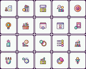Poster - Modern Business Icon Set, Economic Growth and Financial Strategy Pictograms Collection
