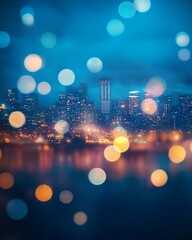 Wall Mural - Vibrant Cityscape with Bokeh Lights