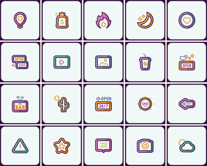 Poster - Vibrant Collection of Modern Line Art Icons for Digital and Print Design Projects
