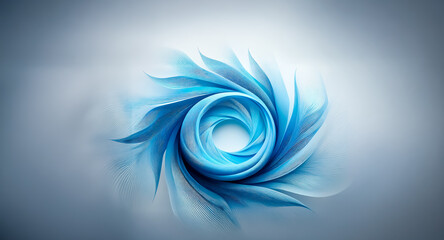 Wall Mural - abstract swirl design in shades of blue and white. it resembles delicate petals or feathers forming 