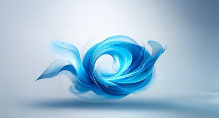 Aufkleber - blue abstract swirl on a white backdrop. fluid and dynamic form creates a central focus with soft sh