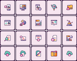 Poster - Data analytics and reporting icon collection for business strategy and growth