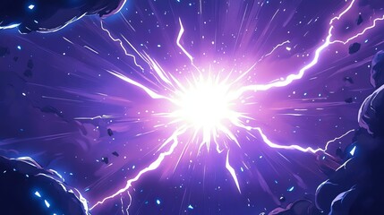 Canvas Print - comic burst background with dynamic star and thunderbolt explosion featuring vibrant pop art style, 