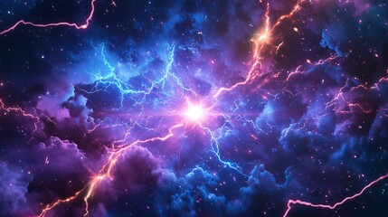 Canvas Print - comic burst background with dynamic star and thunderbolt explosion featuring vibrant pop art style, 