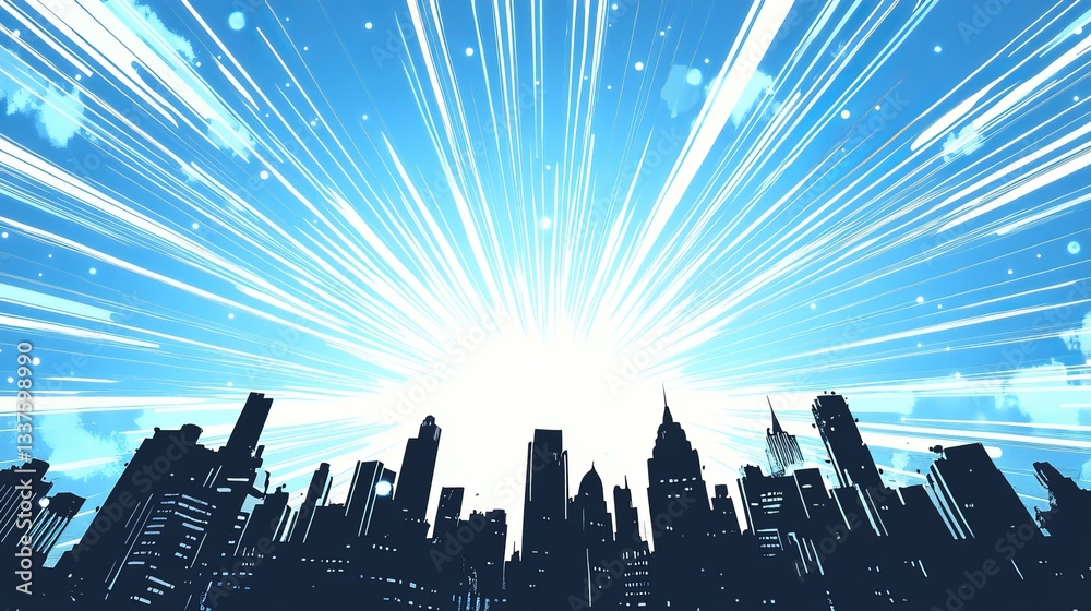 Comic book explosion background with dynamic radial blue burst and ...