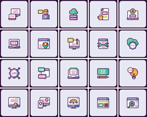Poster - Comprehensive set of coding and development icons for web and app design