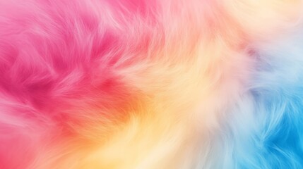 Poster - Vibrant fuzzy pink, blue, and yellow gradient background with soft blurred texture creating a dreamy and pastel aesthetic, ideal for modern digital art, abstract wallpaper designs, and creative graphi
