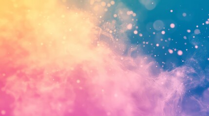 Poster - Vibrant fuzzy pink, blue, and yellow gradient background with soft blurred texture creating a dreamy and pastel aesthetic, ideal for modern digital art, abstract wallpaper designs, and creative graphi