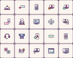 Fototapete - Social Media Communication Icon Set Illustrating Digital Interaction and Connection
