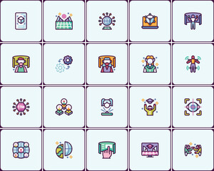 Poster - Illustrated icon set showcasing augmented reality and virtual reality concepts