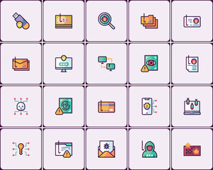 Poster - Modern security and cybersecurity threats icon pack suitable for websites (25)