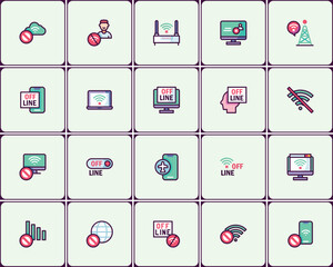  - Disconnected Technology Icon Set: Offline Devices and Network Problems Collection