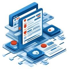 Online data analysis dashboard, digital documents, process flow, network background, website design