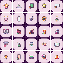 Poster - Comprehensive security solutions themed icon set showcasing protection elements