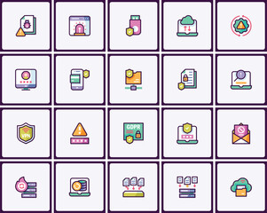 Poster - Diverse cyber security icon collection showcasing data protection strategies