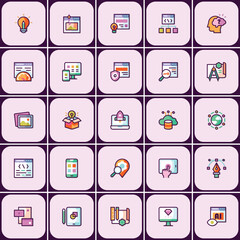 Poster - Digital innovation icons, outline elements graphic design and web development