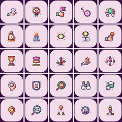 Poster - Detailed Goal Setting Icon Set Depicting Business and Personal Achievement Visions