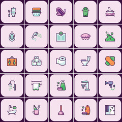 Poster - Modern line art bathroom and hygiene icon set for web and app design projects