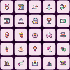 Poster - Vibrant business and office icon set for digital and print media design