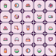 Poster - creative food icon set: asian cuisine and culinary delights collection