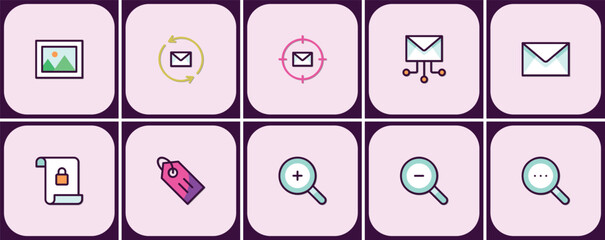 Poster - Collection of Line Art Icons for User Interface and Application Design