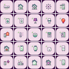 Poster - Smart Home Automation Vector Icon Set with Connected Device Illustrations