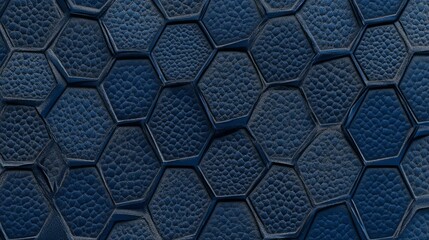 Poster - modern dark navy blue hexagonal background with 3d geometric texture and subtle depth effect – futur
