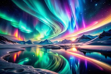Aufkleber - Frozen Aurora: Abstract Futuristic Liquid Light Sculpture