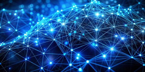Aufkleber - Glowing Blue Network: Digital Connectivity & Communication Stock Photo