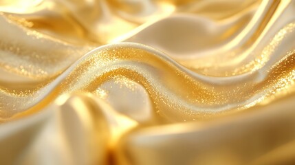 Poster - Elegant luxury gold particle drapery background in 3d, stunning shimmering textures and refined design for high-end digital art and creative visual projects
