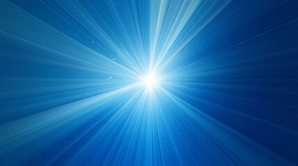 Poster - Starburst abstract blue background with radiating light beams and glowing energy burst effect, featuring a dynamic gradient of deep and vibrant blue hues for a futuristic and high-tech digital design
