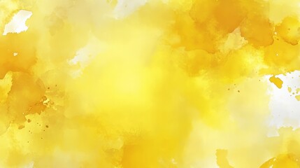 Poster - Vibrant yellow watercolor background with soft abstract texture, hand-painted artistic wash effect, perfect for creative design projects, invitations, posters, and digital art backdrops in a warm and 