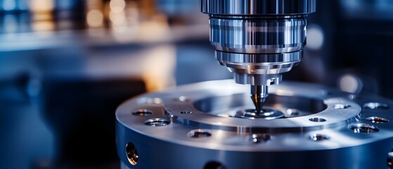 Poster - A close-up view of a precision milling machine cutting metal