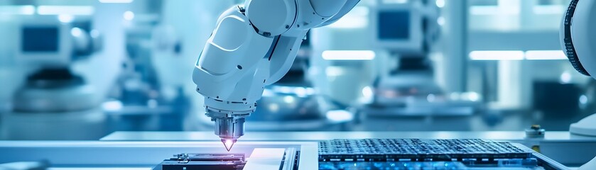 Poster - A robotic arm working on precision tasks in a high-tech environment, showcasing modern automation and innovation.