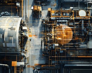 Poster - Aerial view of advanced industrial machinery showcasing intricate designs and modern technology.