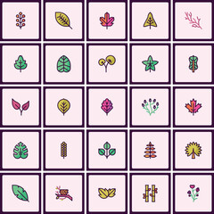 Poster - Botanical Icons Vector Collection: Nature Inspired Design Elements Set, Simple Style