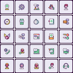 Poster - Comprehensive customer service icon pack for digital assistance platforms