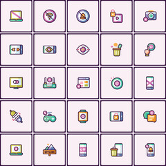 Poster - Modern technology themed icons perfect for app and user interface design projects