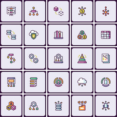Poster - Modern data visualization and diagramming line icons for business strategy