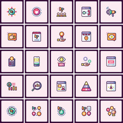 Poster - Vibrant Vector Icon Collection for Digital Marketing and Advertising Campaigns