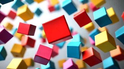 Abstract colorful cubes floating in a dynamic arrangement for graphic resources