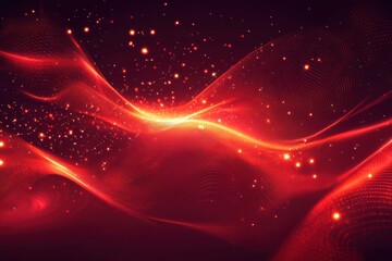 Wall Mural - red vibrant abstract background features scattered glowing particles.